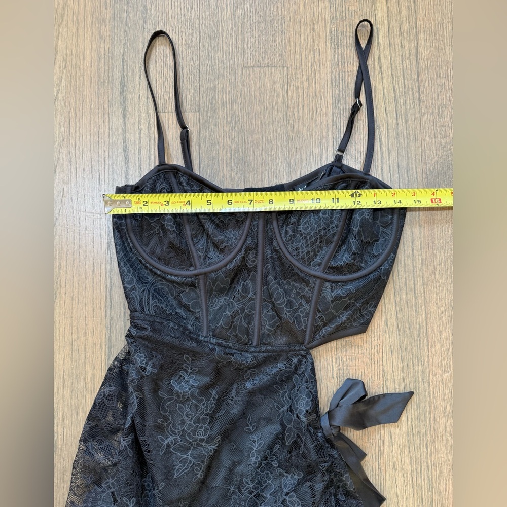 New For Love & Lemons Regina Cut Out Mini Dress-Black-Size Large - Picture 12 of 13